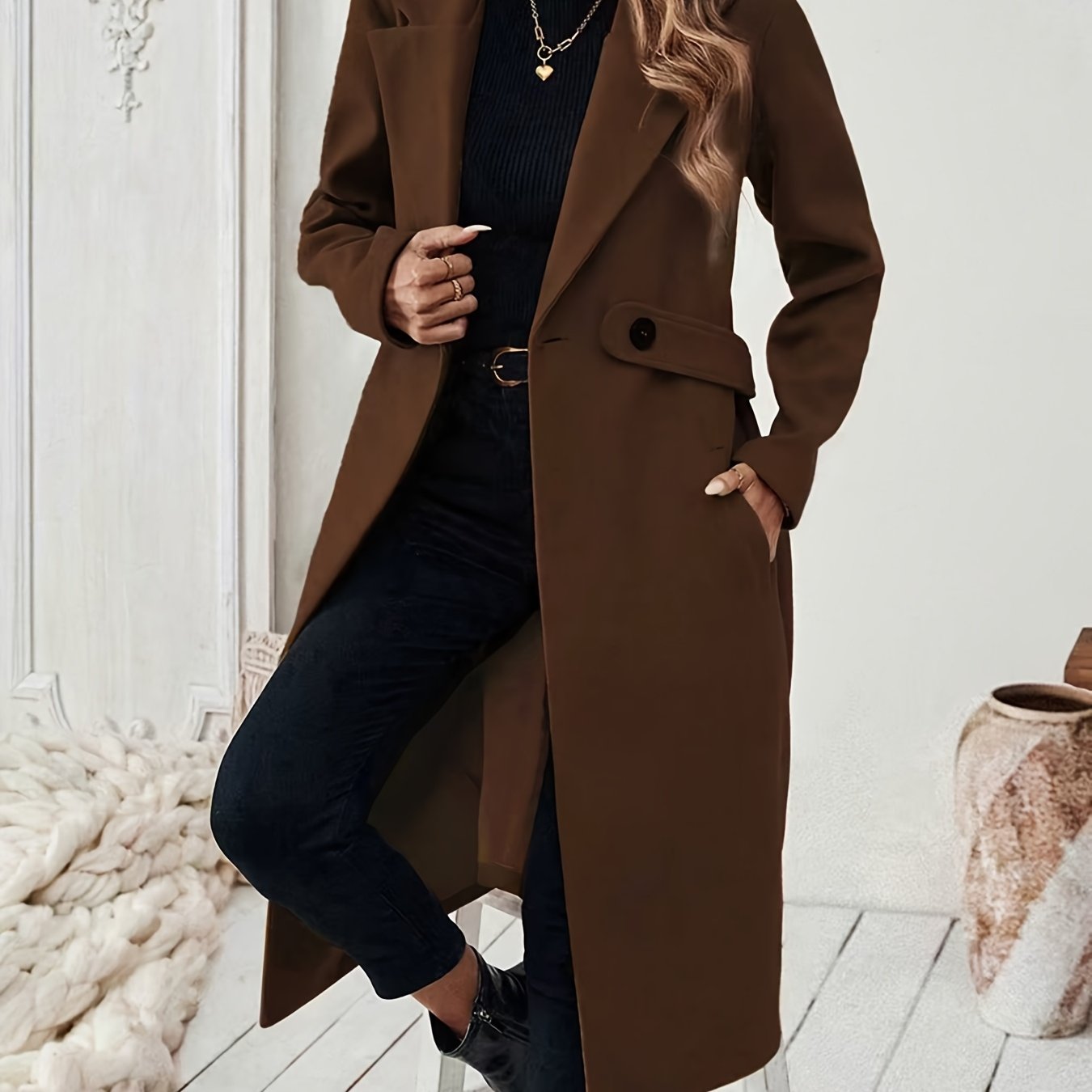 Mery™ | Notched-Lapel Button-Tab Tailored Coat