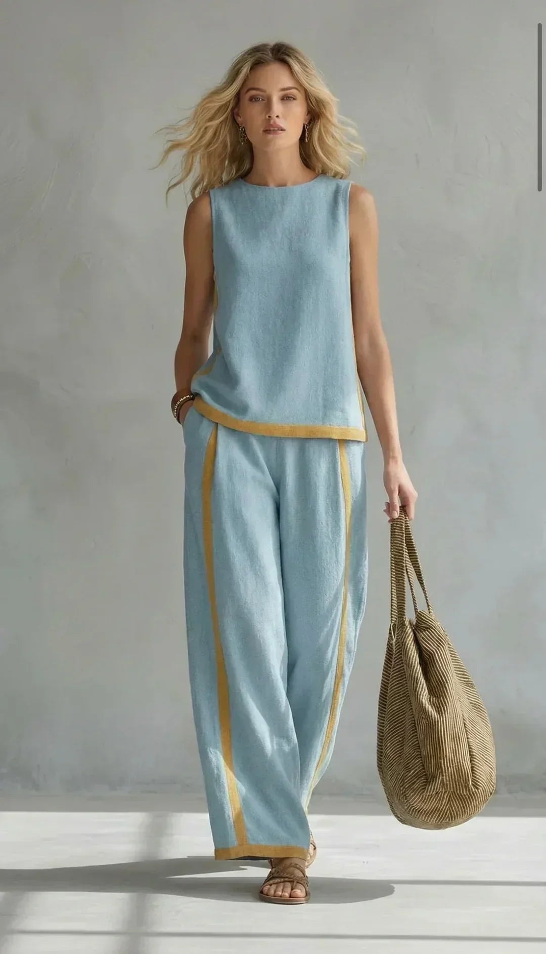 Emma | Elegant Contrast Trim Two-Piece Set