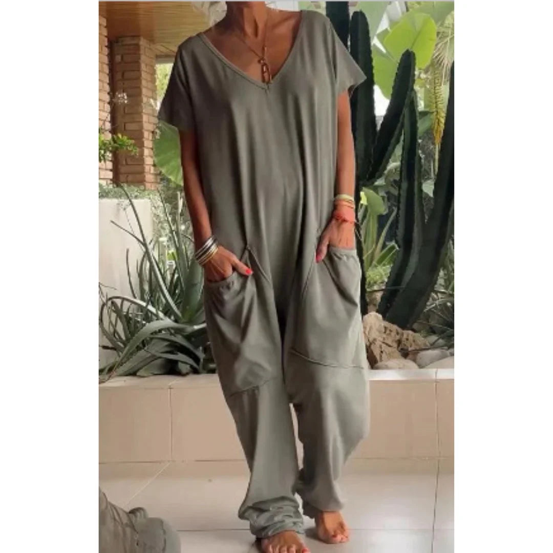 Elegant Wrap-Front Resort Style Jumpsuit