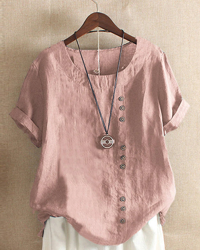 Asymmetrical Button Tunic Top