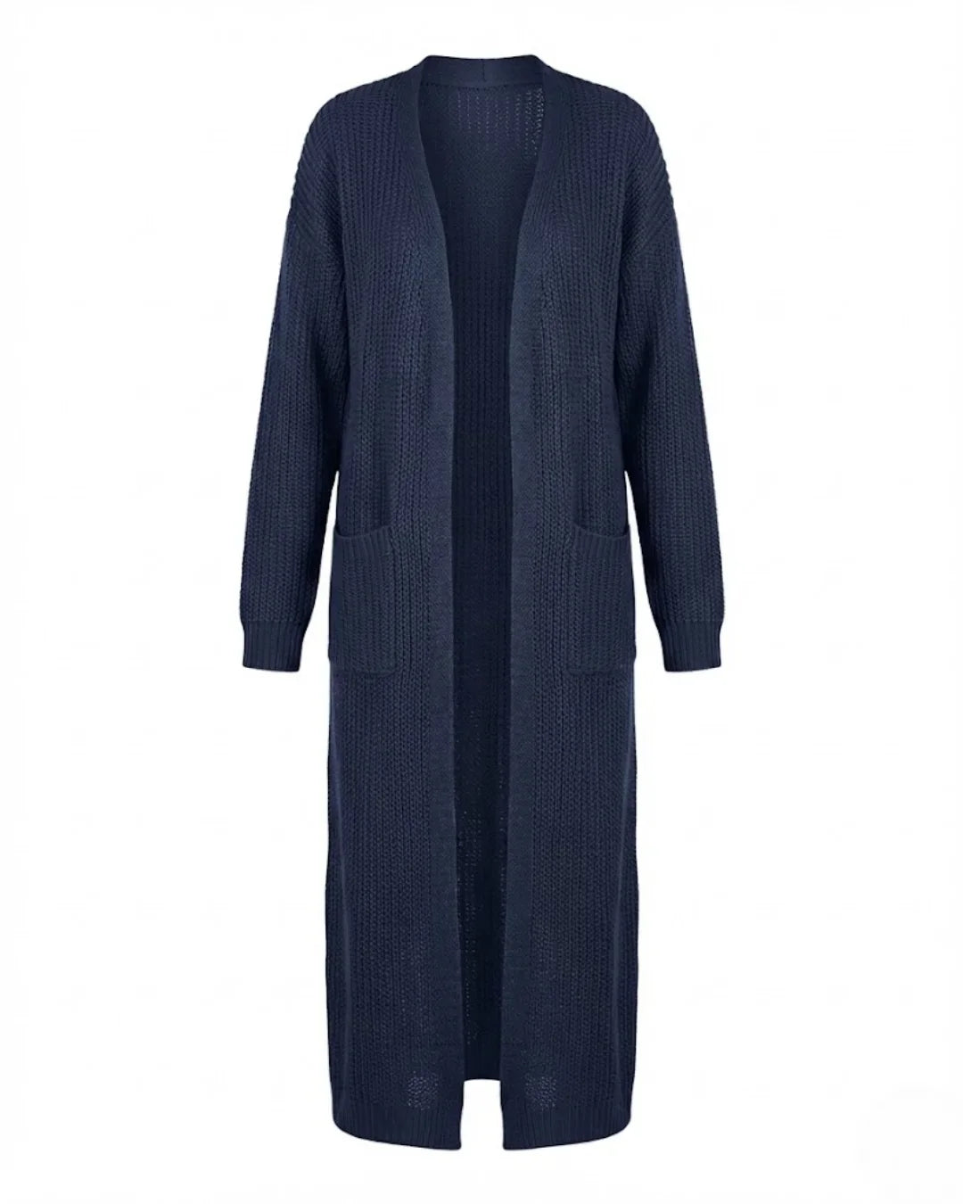 Giada™ | Open-Front Pocket Long Knit Cardigan