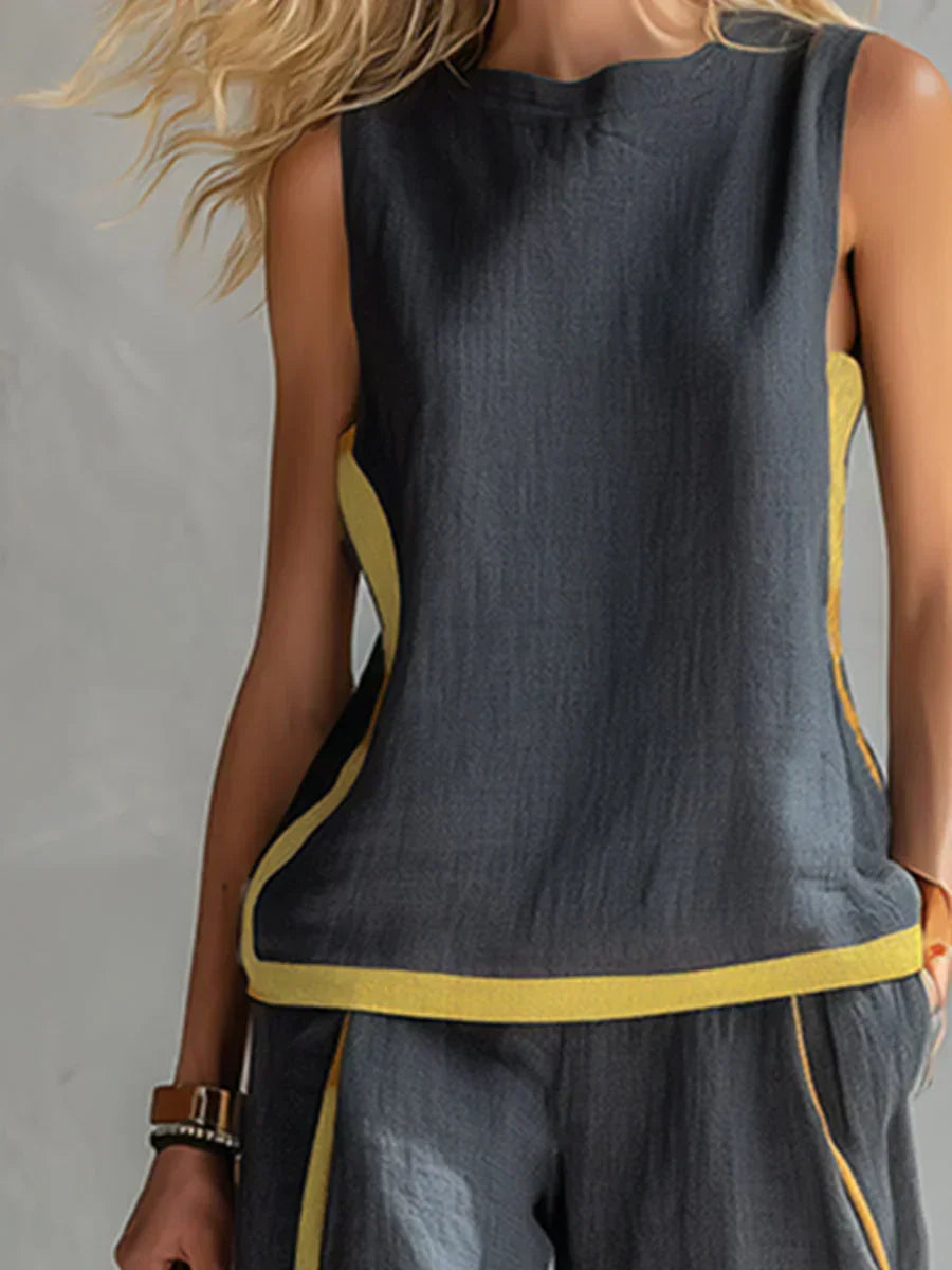 Emma | Elegant Contrast Trim Two-Piece Set