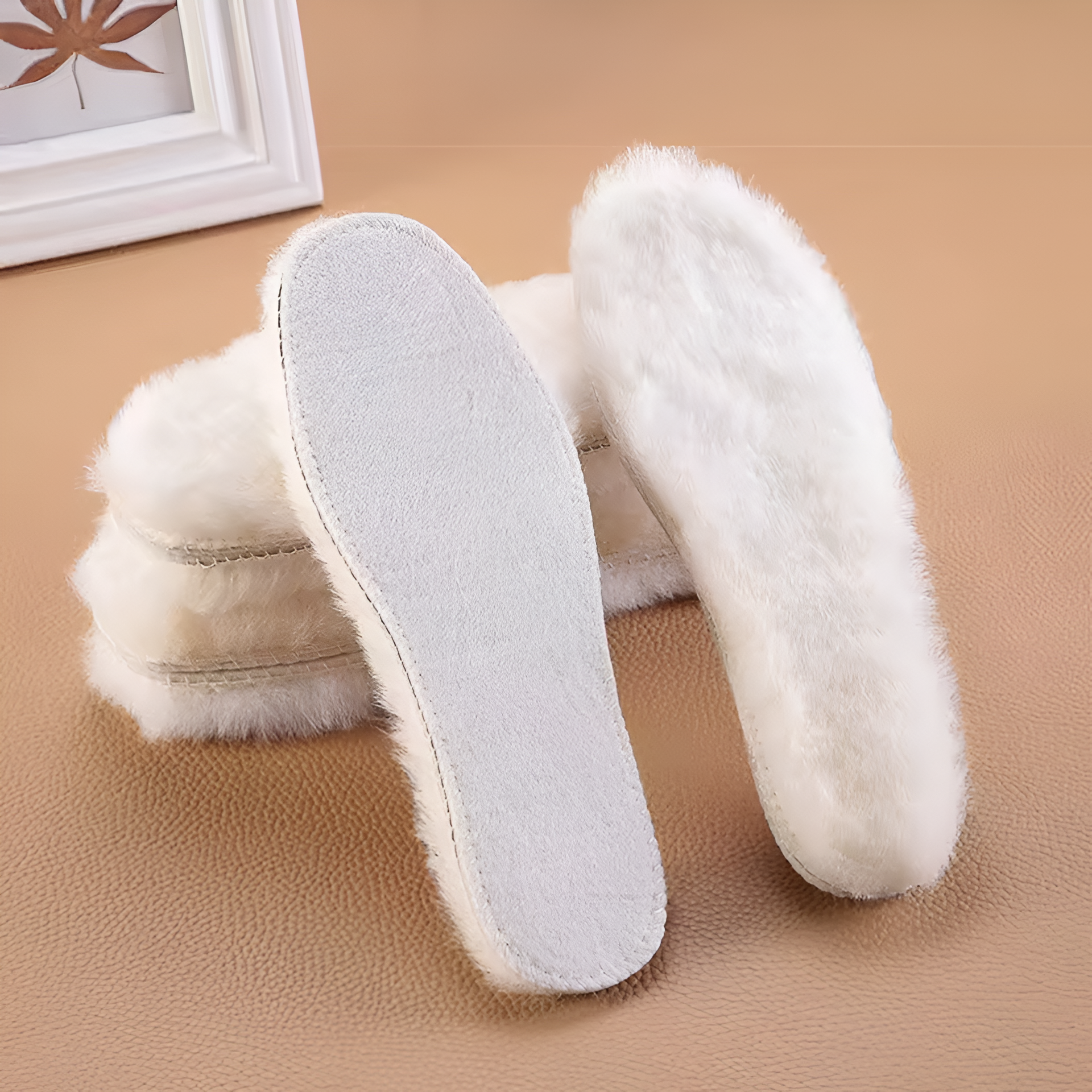 Evelineβ’ | White faux-fur suede-backed slipper insoles