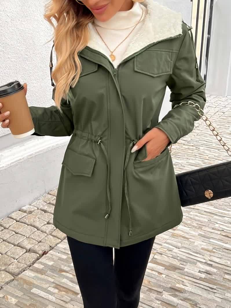 Vera™ | Sherpa-Lined Drawstring-Waist Parka Coat