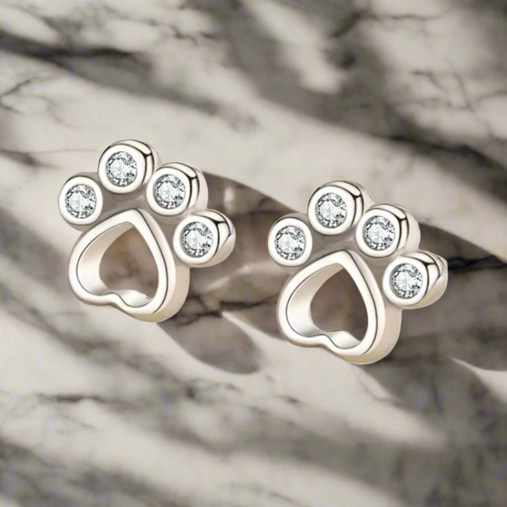 Paw Stud Earrings – With Sparkling Zirconia