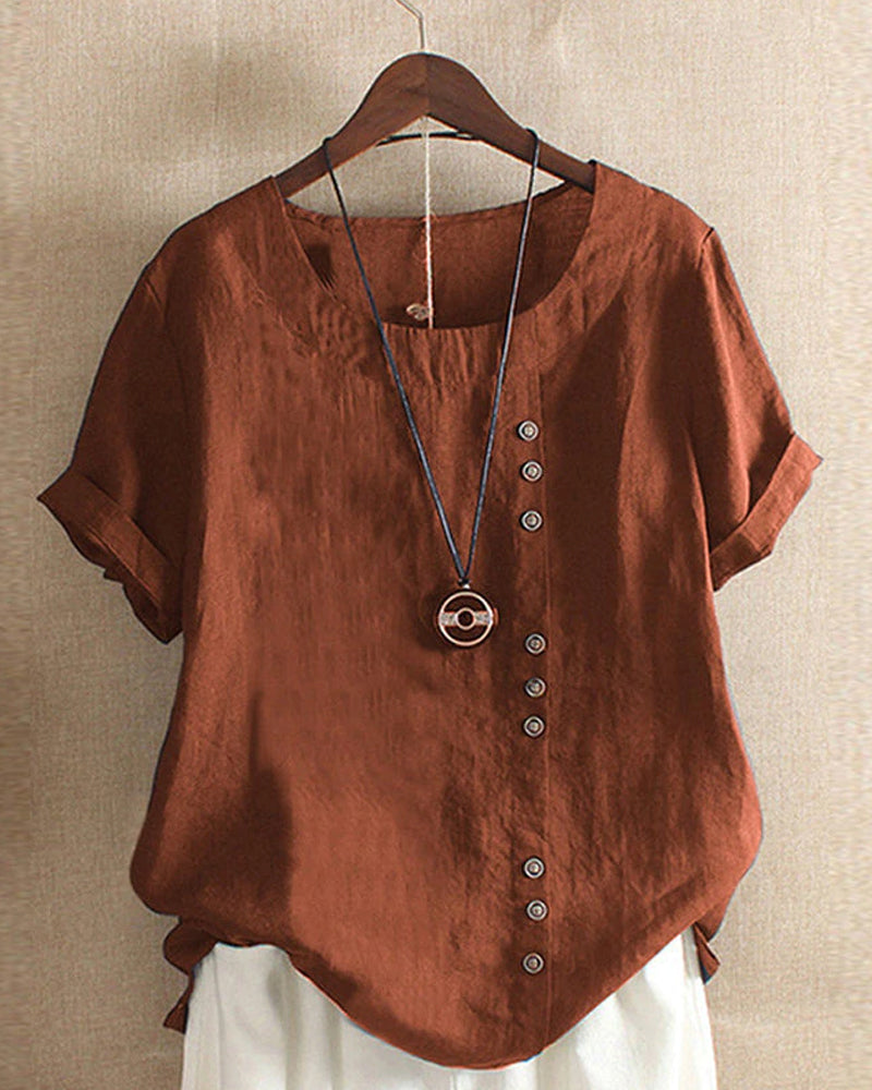 Asymmetrical Button Tunic Top