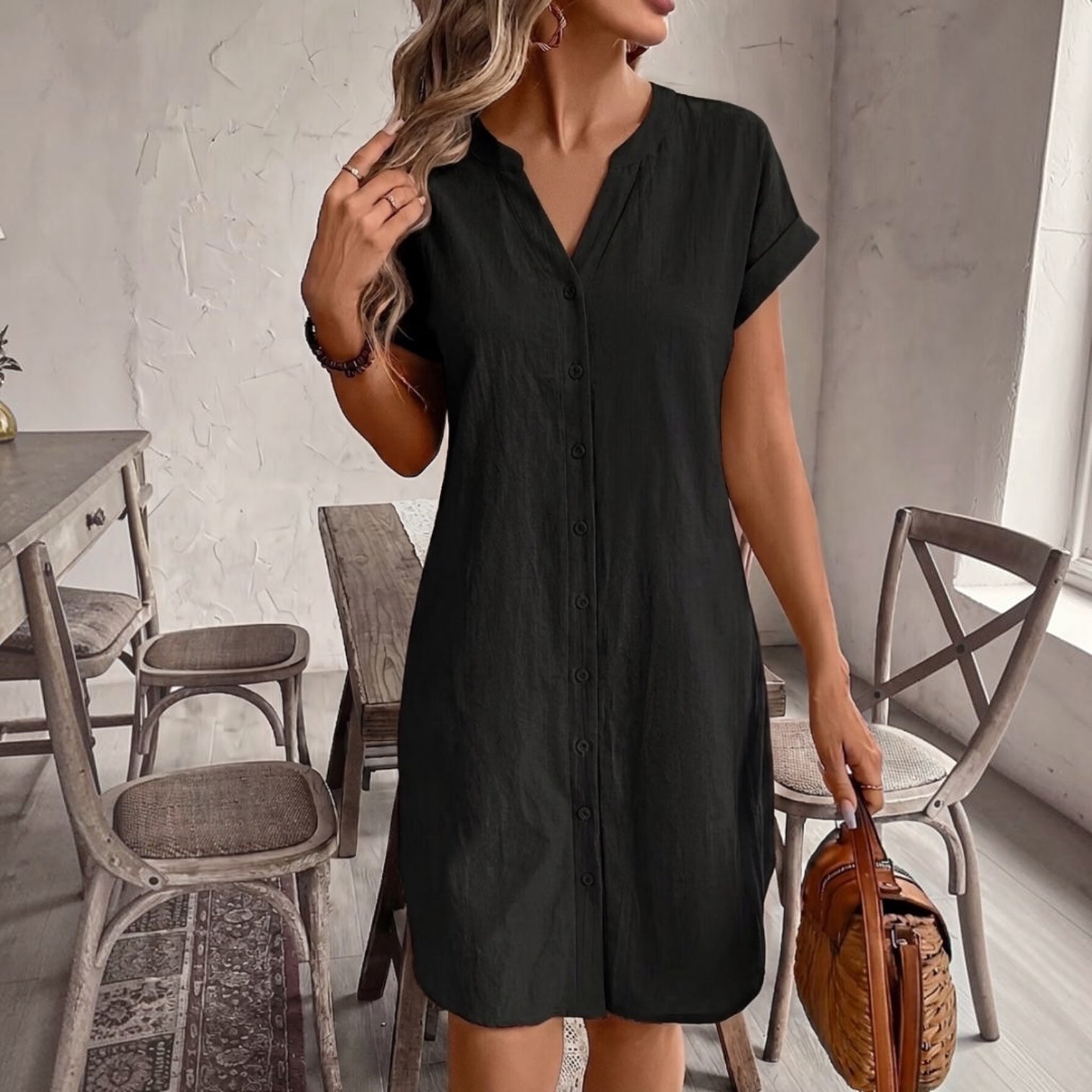 Tess™ | Elegant & Comfortable Linen Shirt Dress