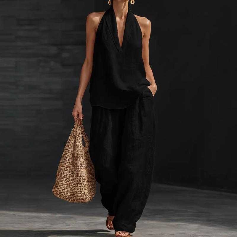 Federica | Elegant V-Neck Sleeveless Two-Piece Set
