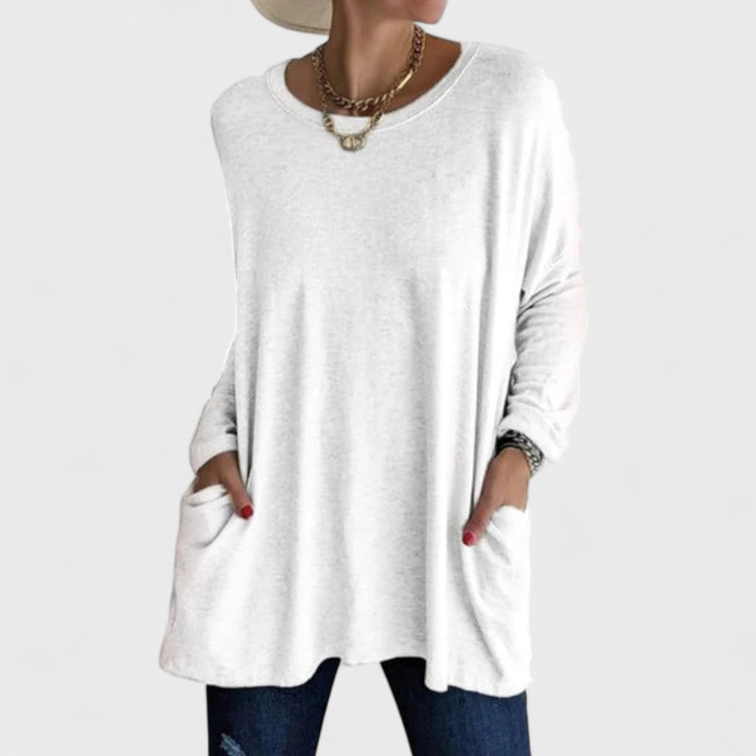 Miya™ | Oversized Pocket Long-Sleeve Tunic Top