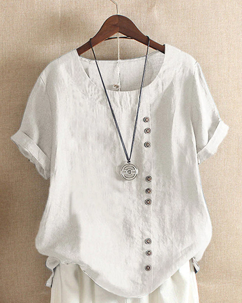 Asymmetrical Button Tunic Top