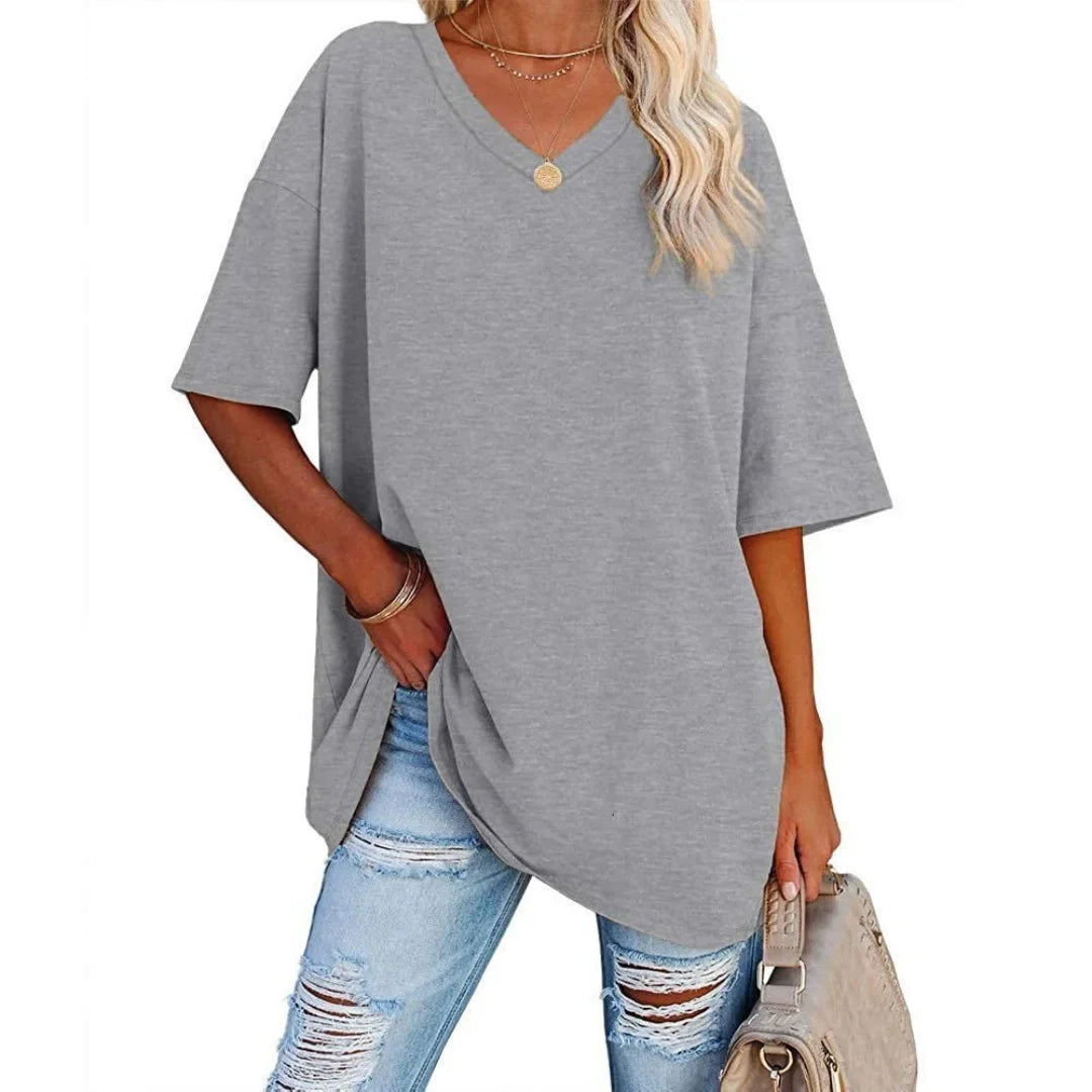 Oversized V-Neck Drop-Shoulder T-Shirt
