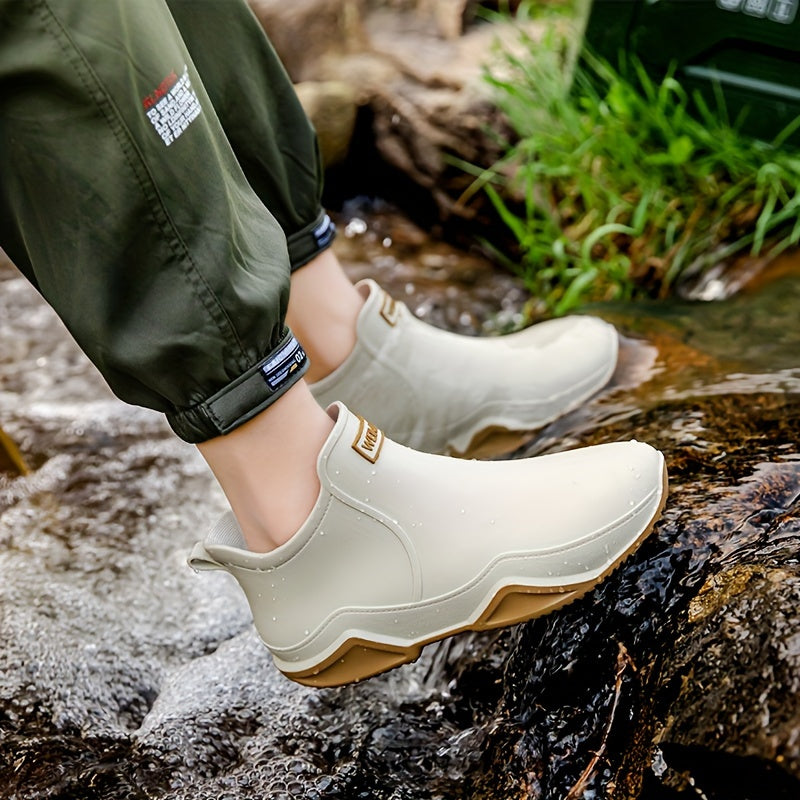 Amandine™ | Waterproof rubber lug-sole ankle rain boots