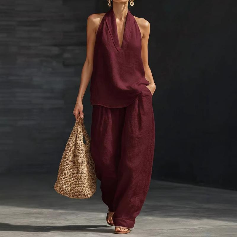 Federica | Elegant V-Neck Sleeveless Two-Piece Set