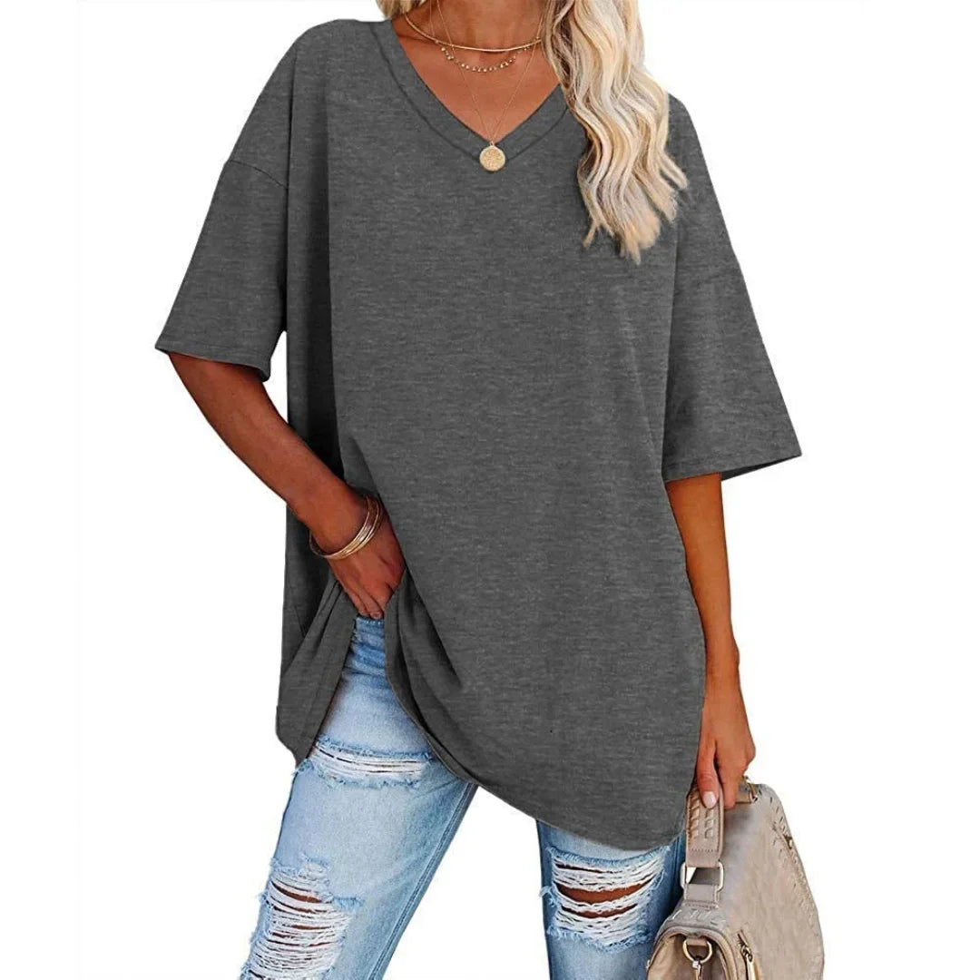 Oversized V-Neck Drop-Shoulder T-Shirt