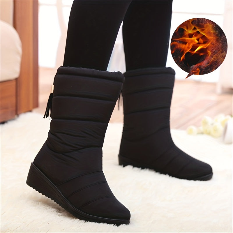 Calanthe™ | Quilted tassel-drawstring mid-calf winter boots