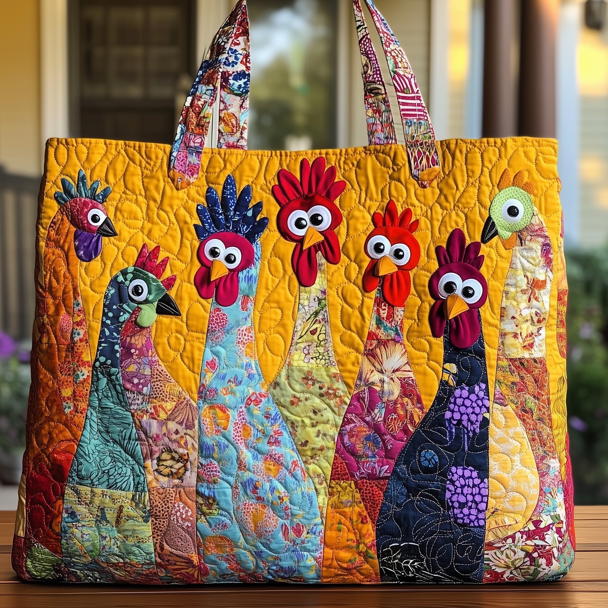 Funky Chicken Crew Quilted Tote Bag