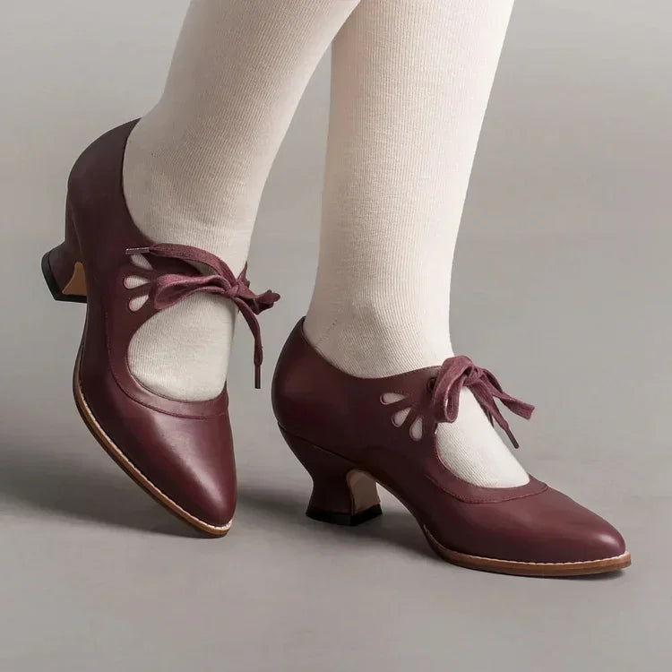 Lilly™ | Elegant Vintage Leather Heels