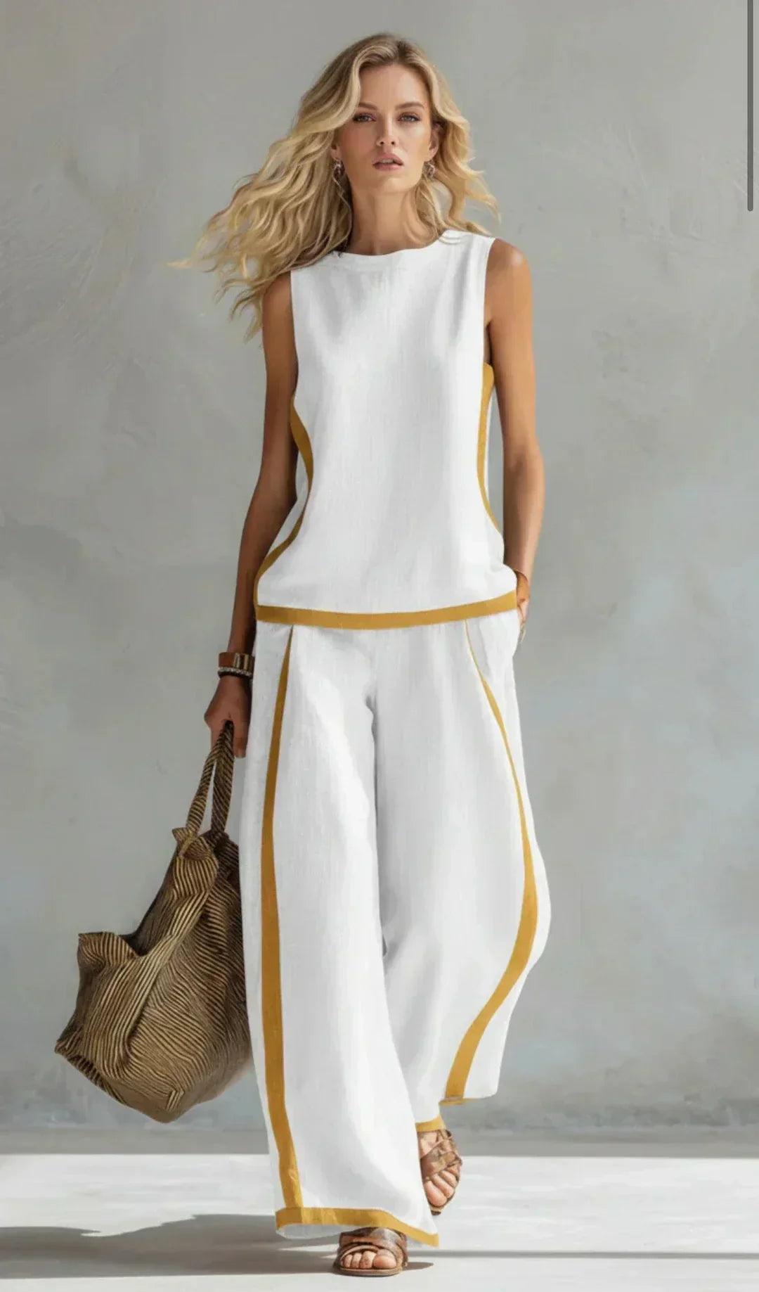 Emma | Elegant Contrast Trim Two-Piece Set