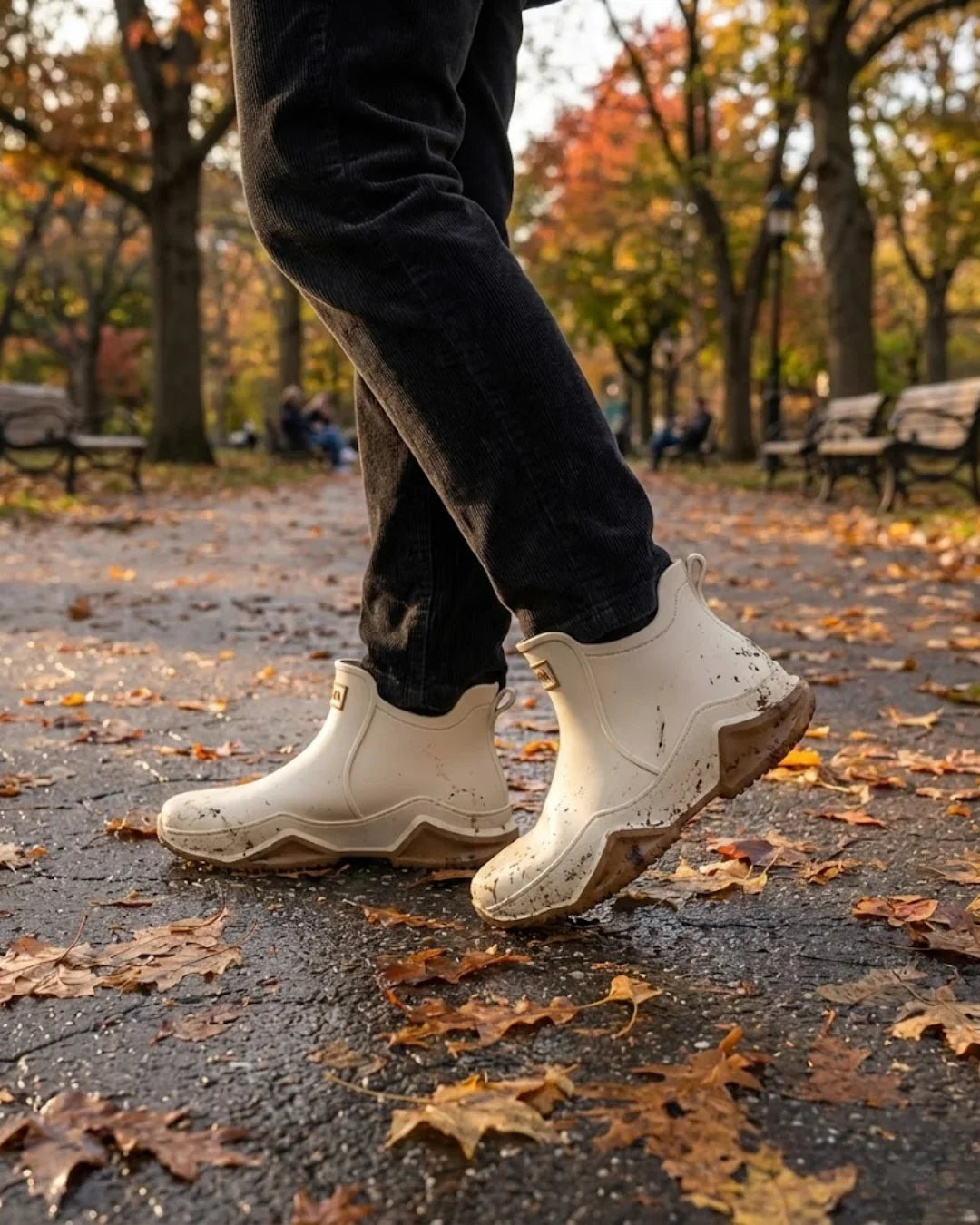 Amandine™ | Waterproof rubber lug-sole ankle rain boots
