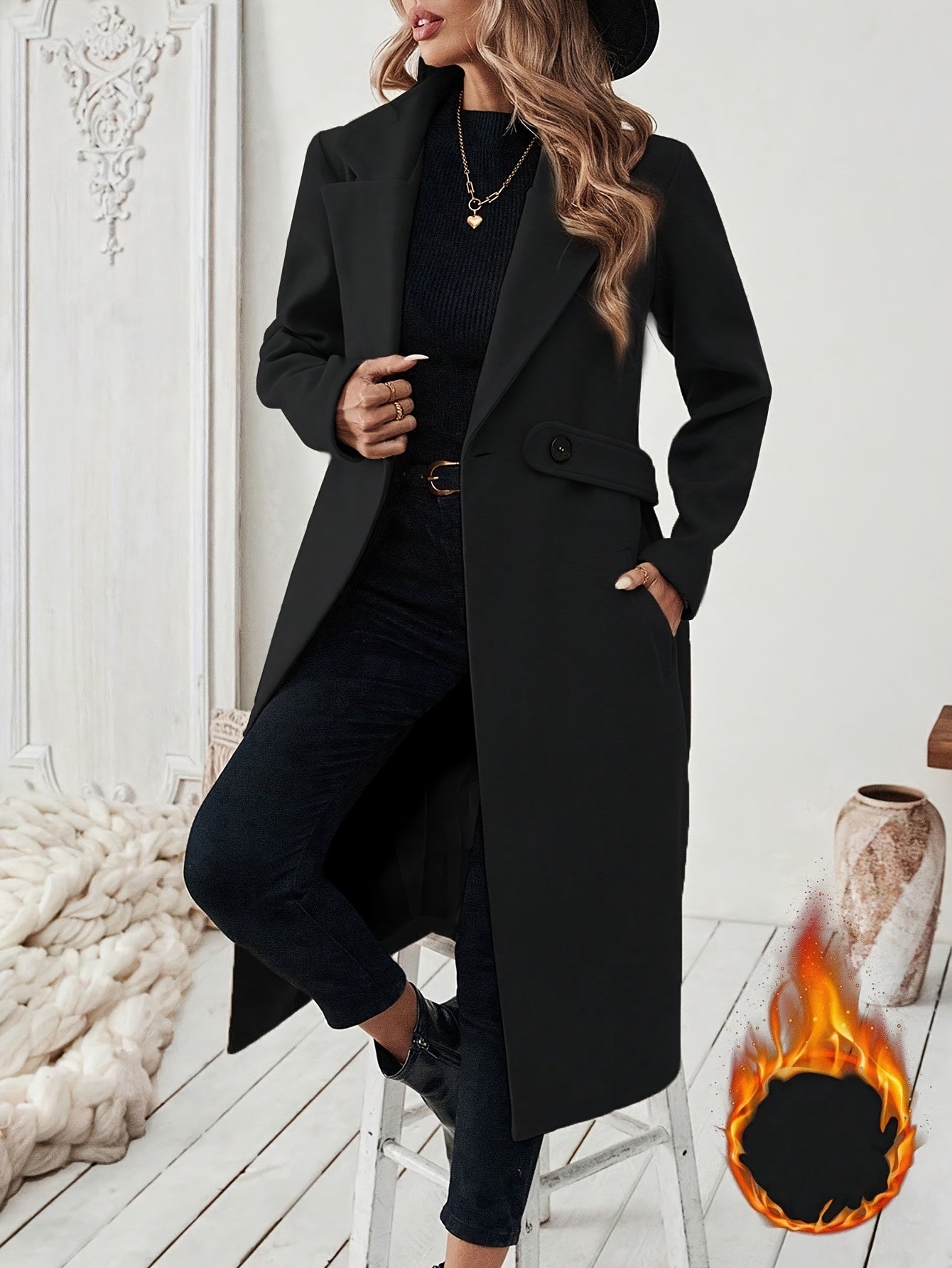 Mery™ | Notched-Lapel Button-Tab Tailored Coat
