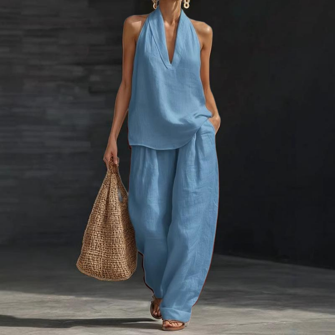 Federica | Elegant V-Neck Sleeveless Two-Piece Set