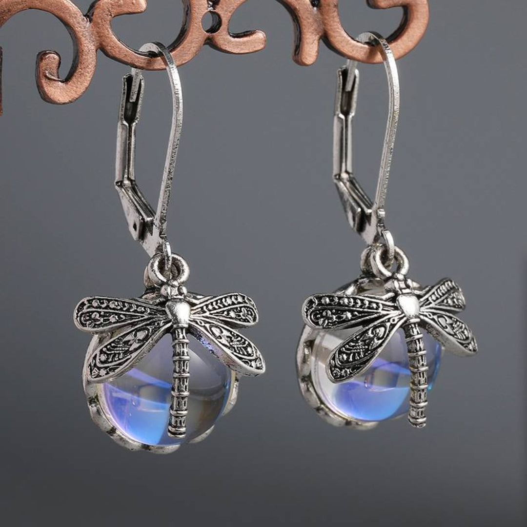 Spherical Dragonfly Earrings in Silver