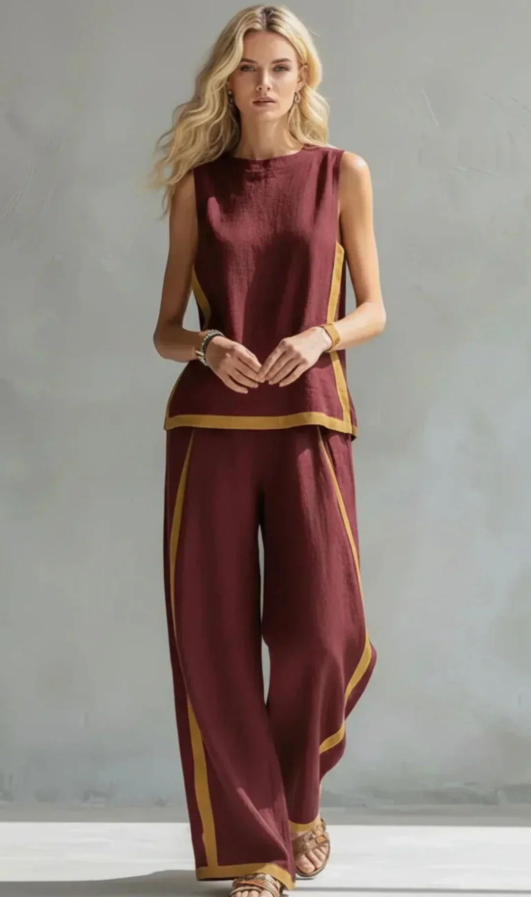 Emma | Elegant Contrast Trim Two-Piece Set