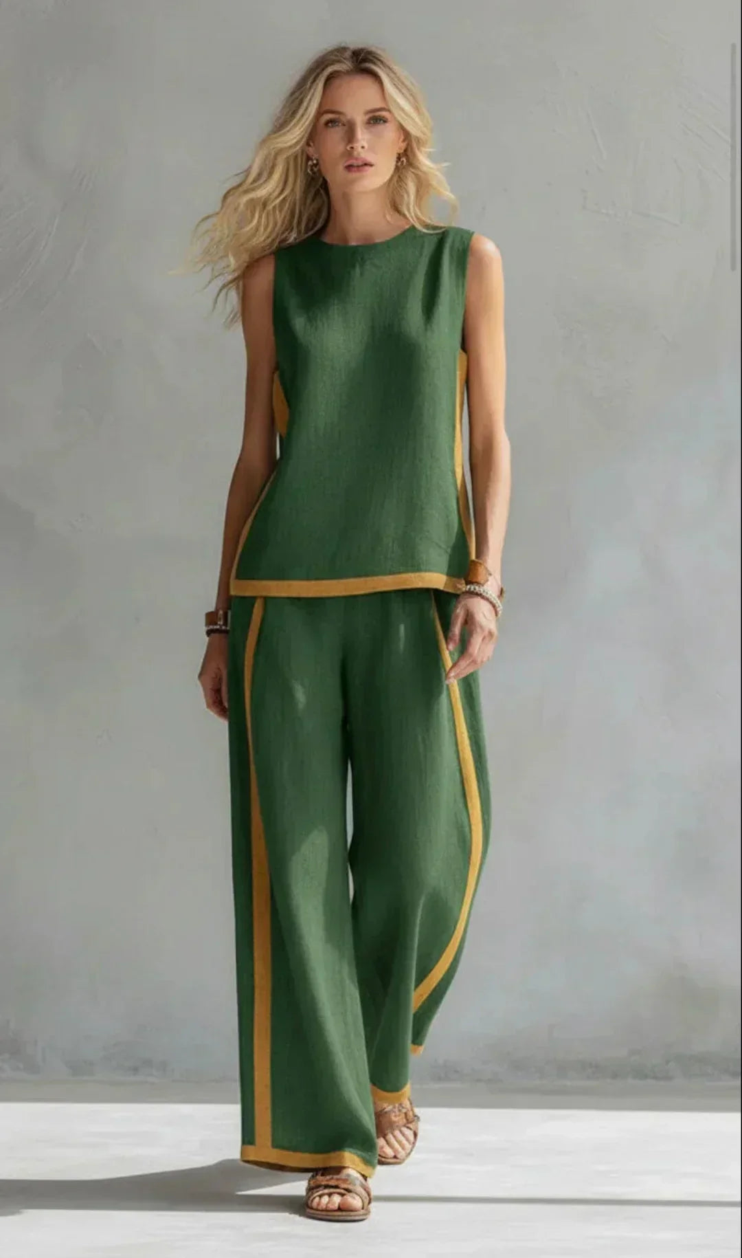 Emma | Elegant Contrast Trim Two-Piece Set