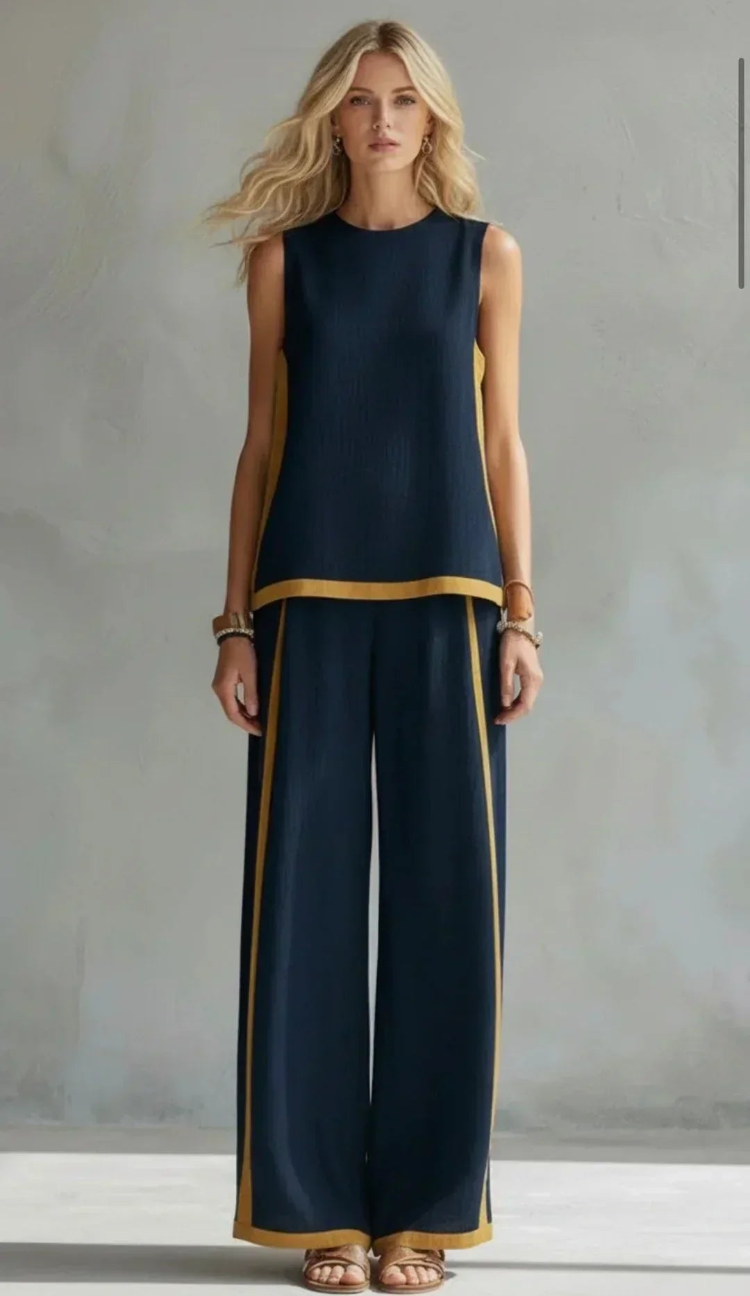 Emma | Elegant Contrast Trim Two-Piece Set