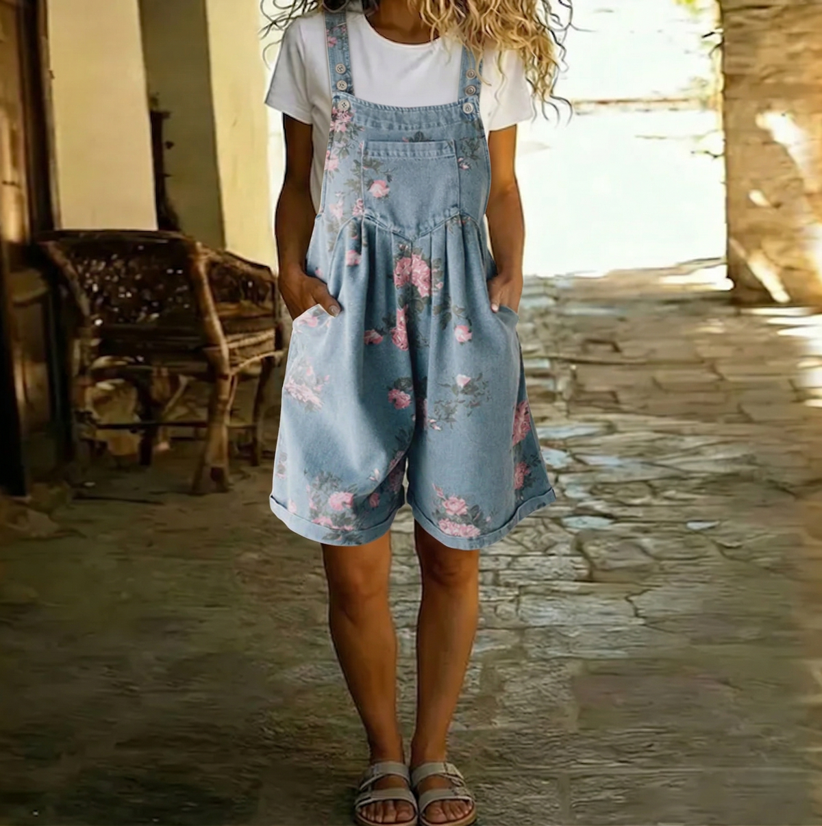 Lucy | Floral Denim Jumpsuit