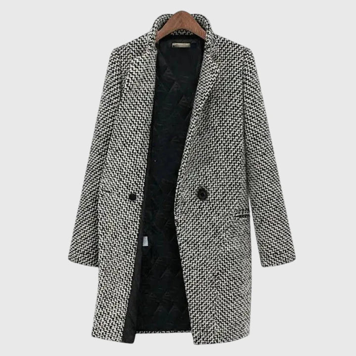 Sophisticated Timeless Textured Herringbone Longcoat