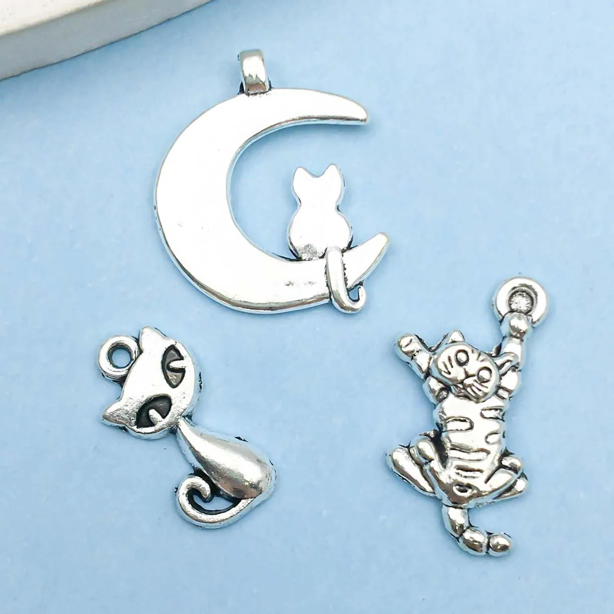 Vintage Silver tone Cat Charms Collection