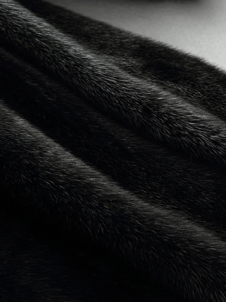 Eudora™ | Black hooded fur swing coat