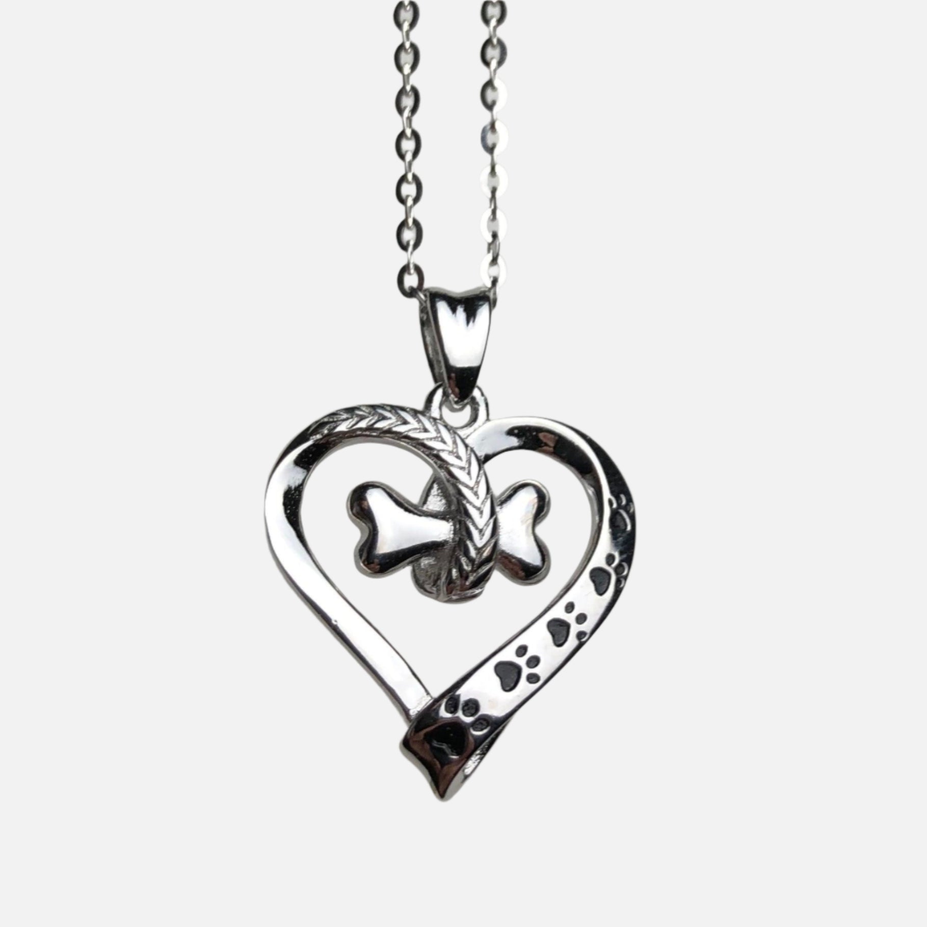 Dog Paw and Heart Necklace