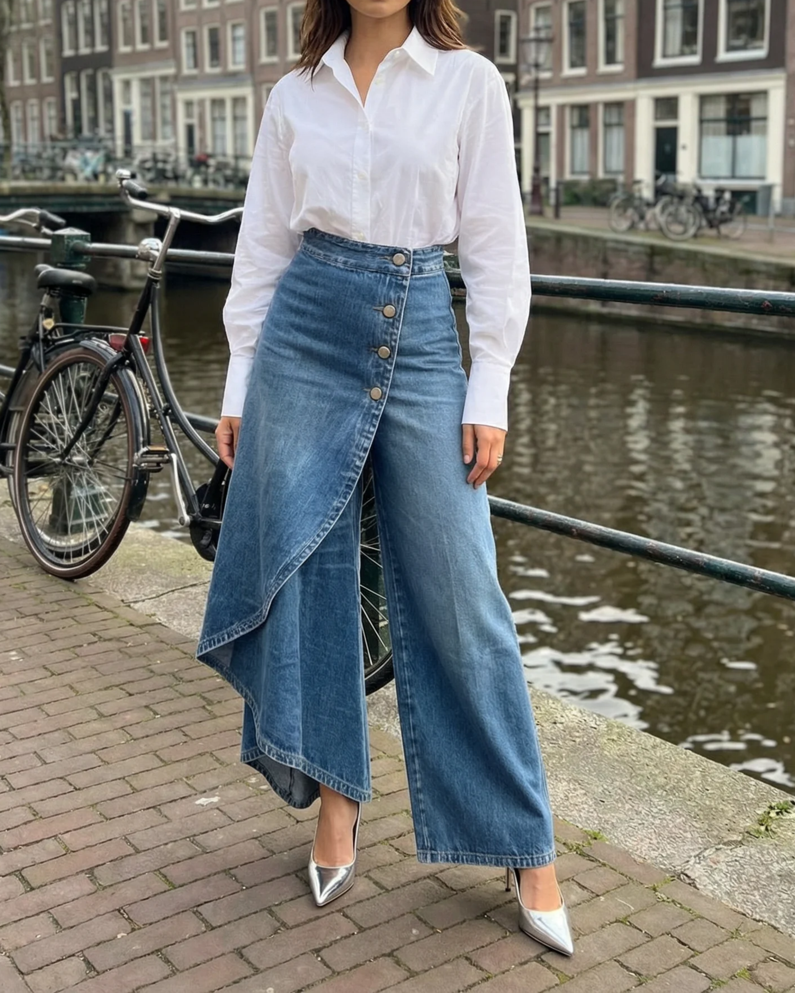 WrapDenim™ | Women's High Waist Wide-Leg Wrap Jeans