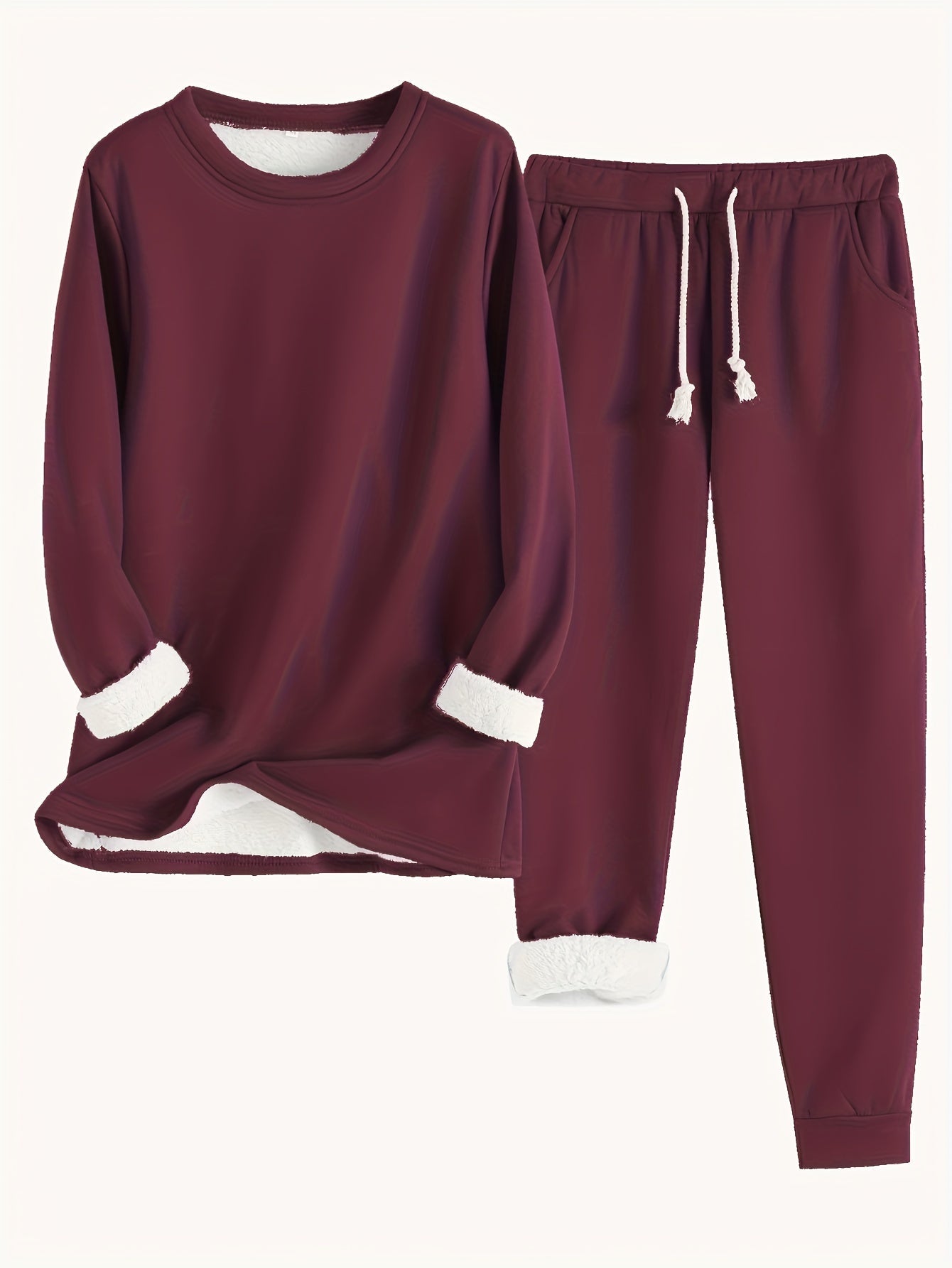 Dominika™ | Plush-lined cuffed sweatshirt jogger set