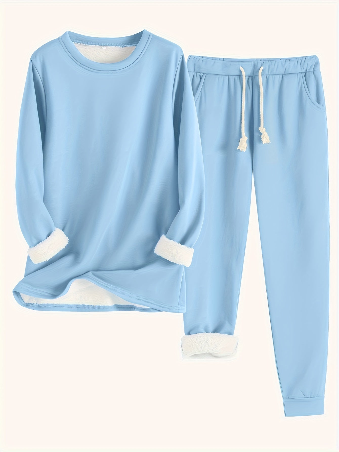 Dominika™ | Plush-lined cuffed sweatshirt jogger set