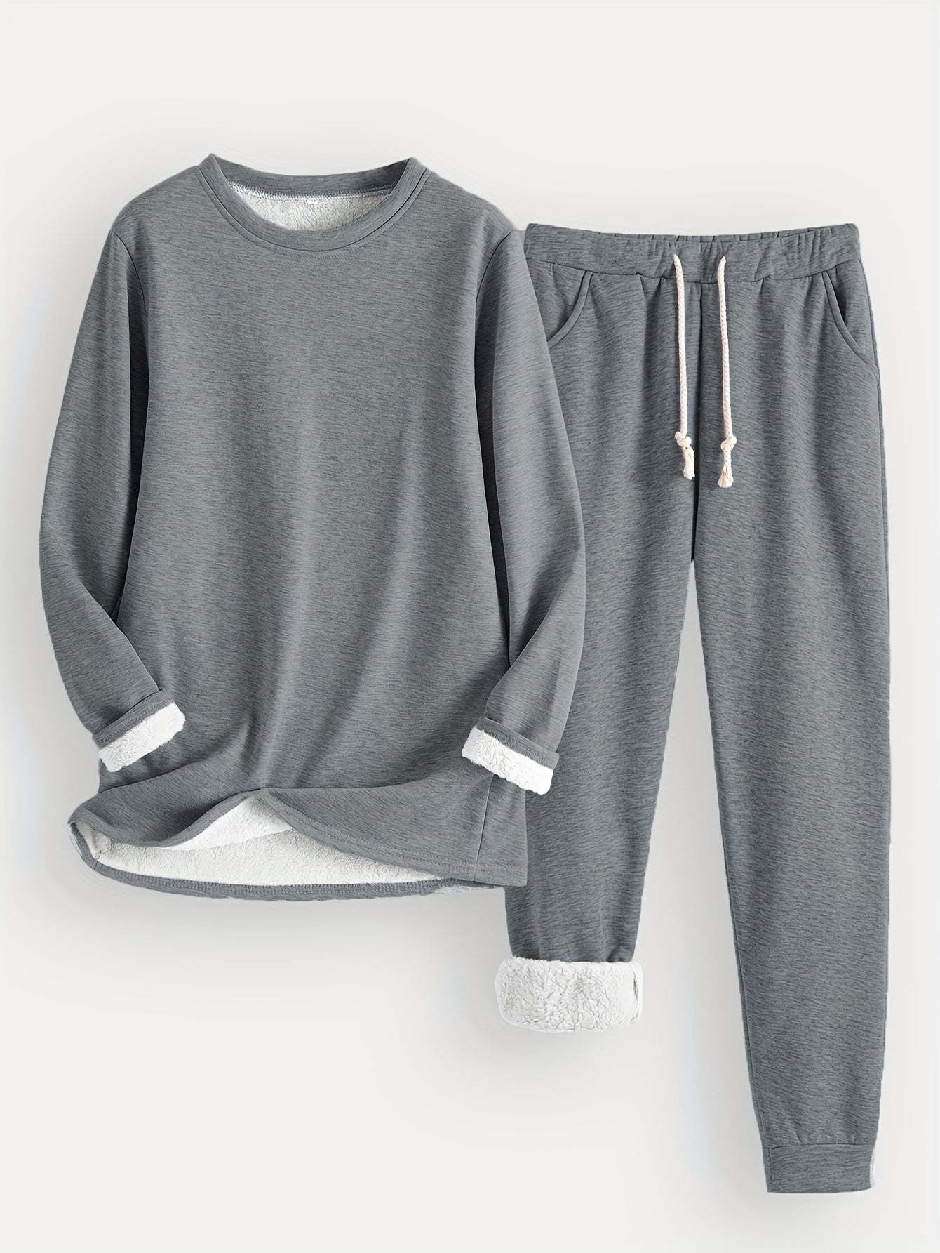 Dominika™ | Plush-lined cuffed sweatshirt jogger set