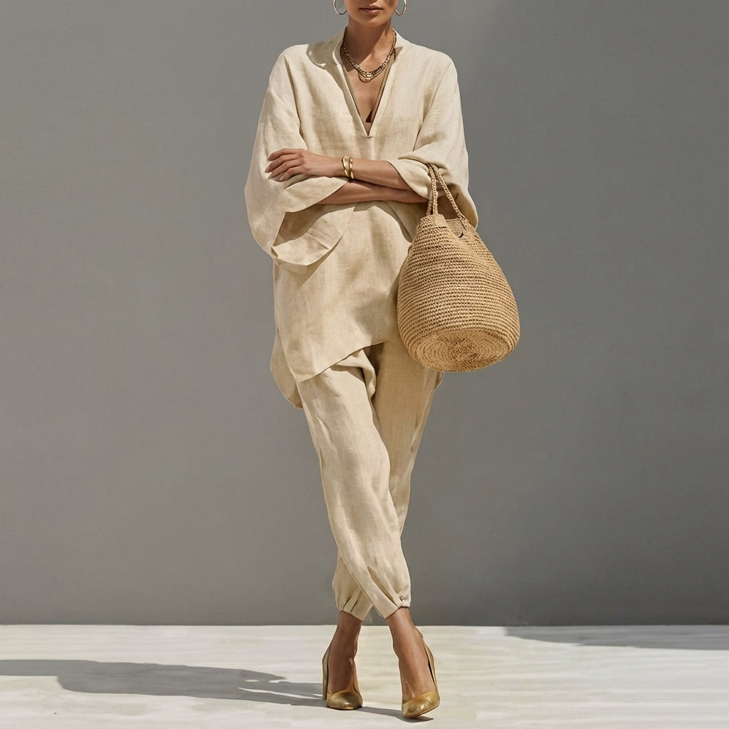 Gabriella | Elegant V-Neck Two-Piece Set