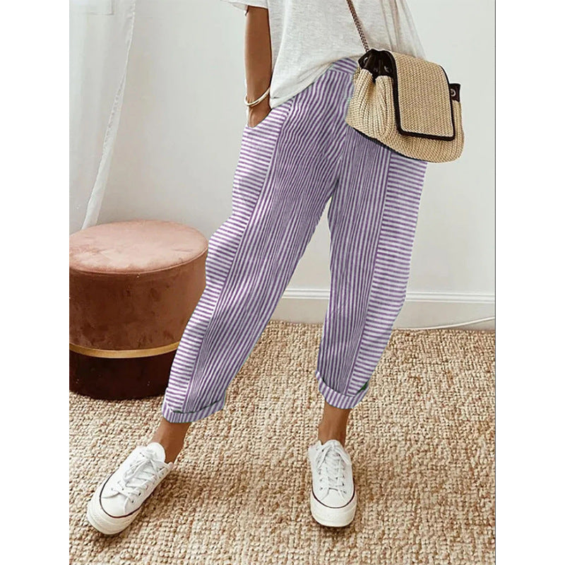 Retro Floral Print Short-Sleeve Pants