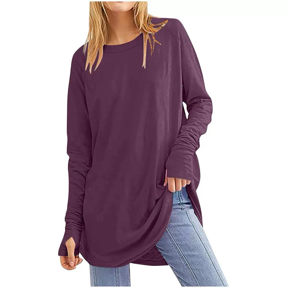 Filippa™ | Curved-Hem Raglan Long-Sleeve Top