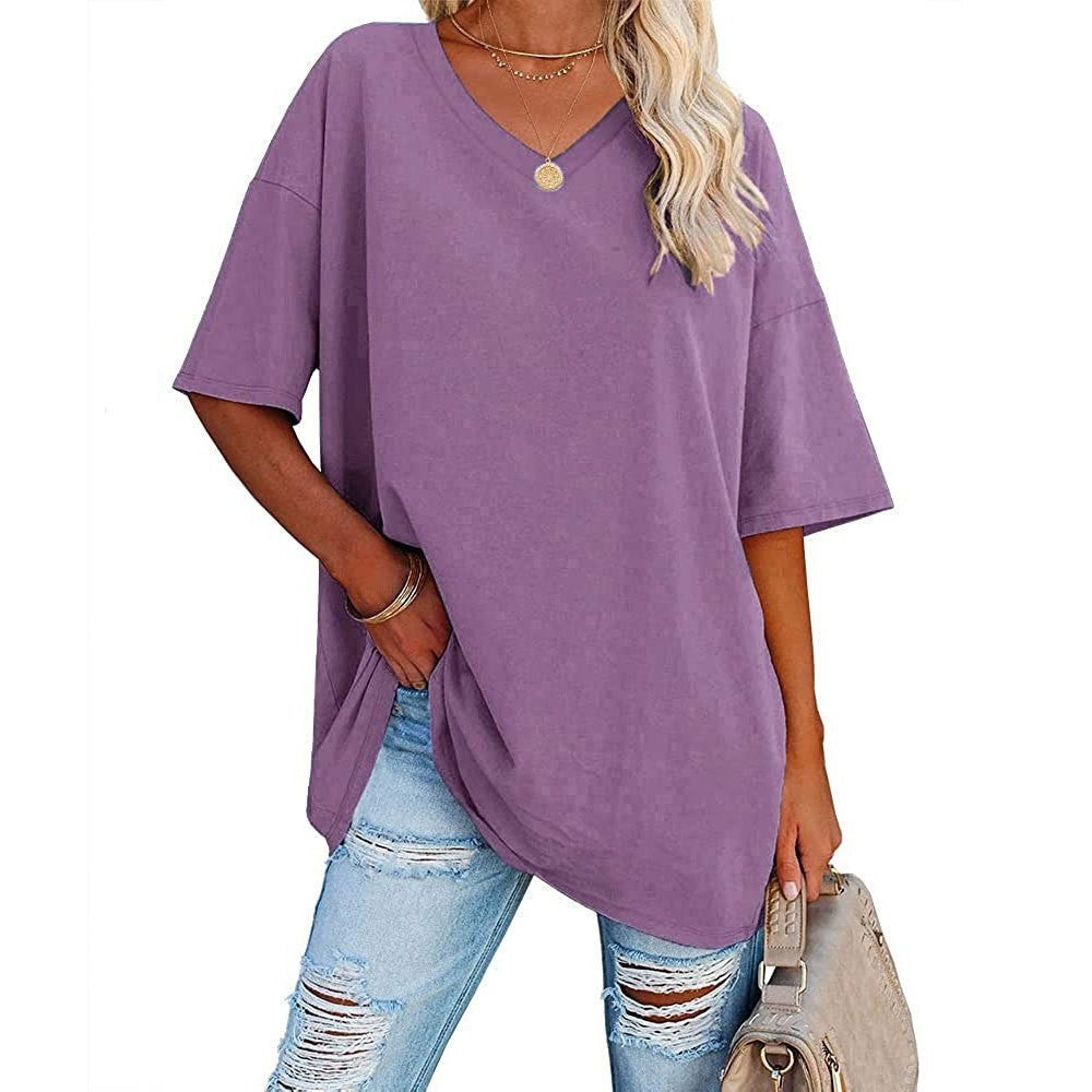Oversized V-Neck Drop-Shoulder T-Shirt