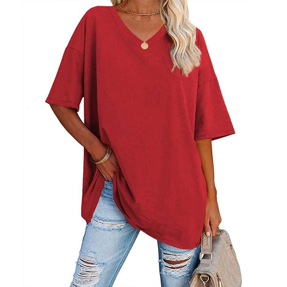 Oversized V-Neck Drop-Shoulder T-Shirt