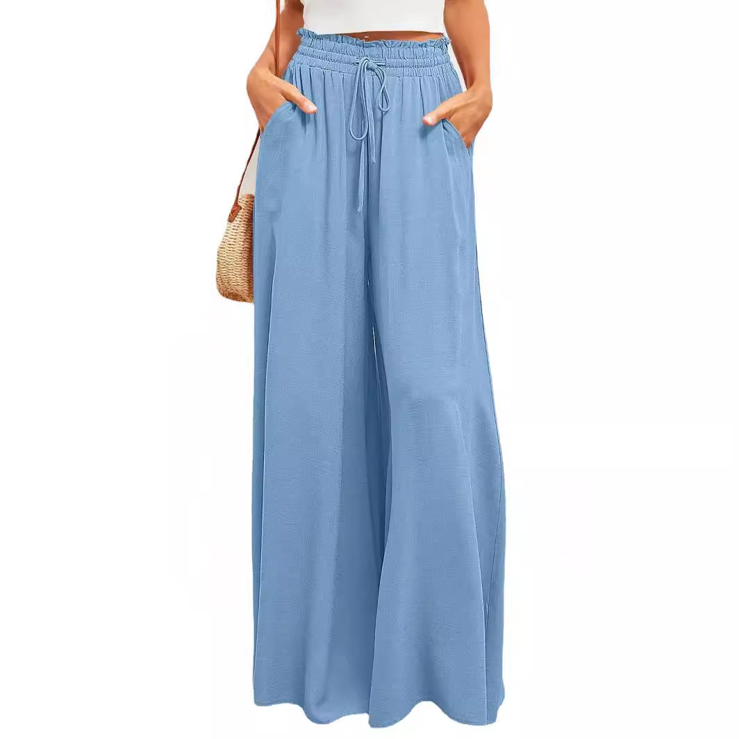Boho Floral Print High-Waist Wide-Leg Pants