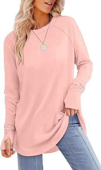 Filippa™ | Curved-Hem Raglan Long-Sleeve Top