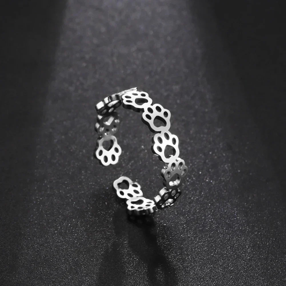 Adjustable Paw Print Ring
