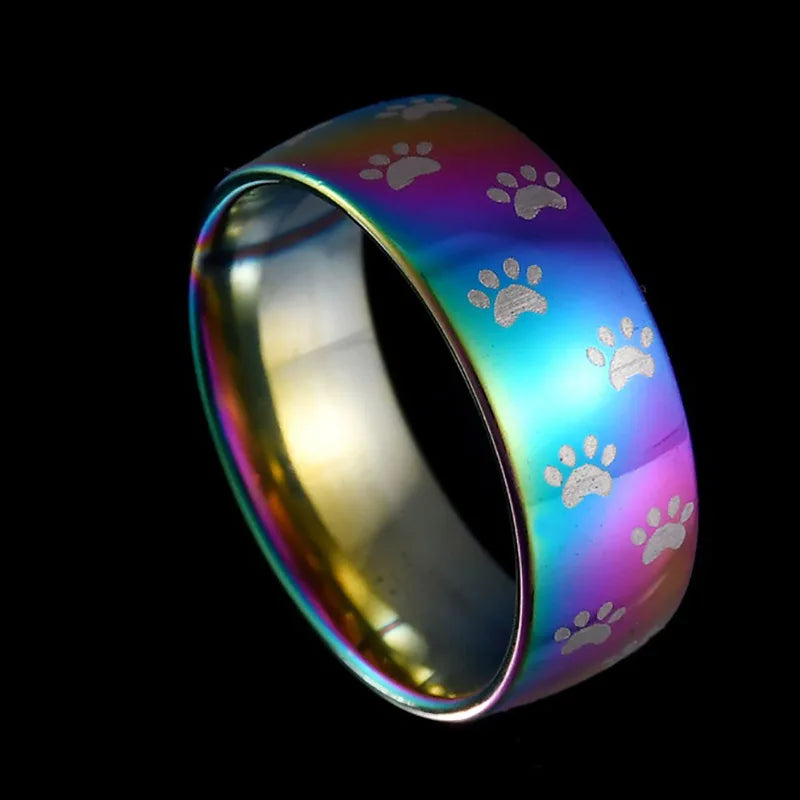 Rainbow Paw Print Ring
