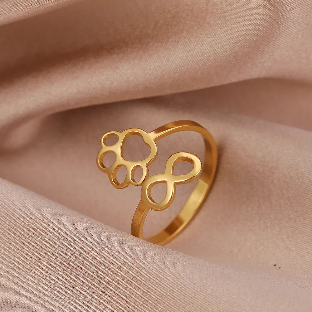 Adjustable Infinity Paw Ring