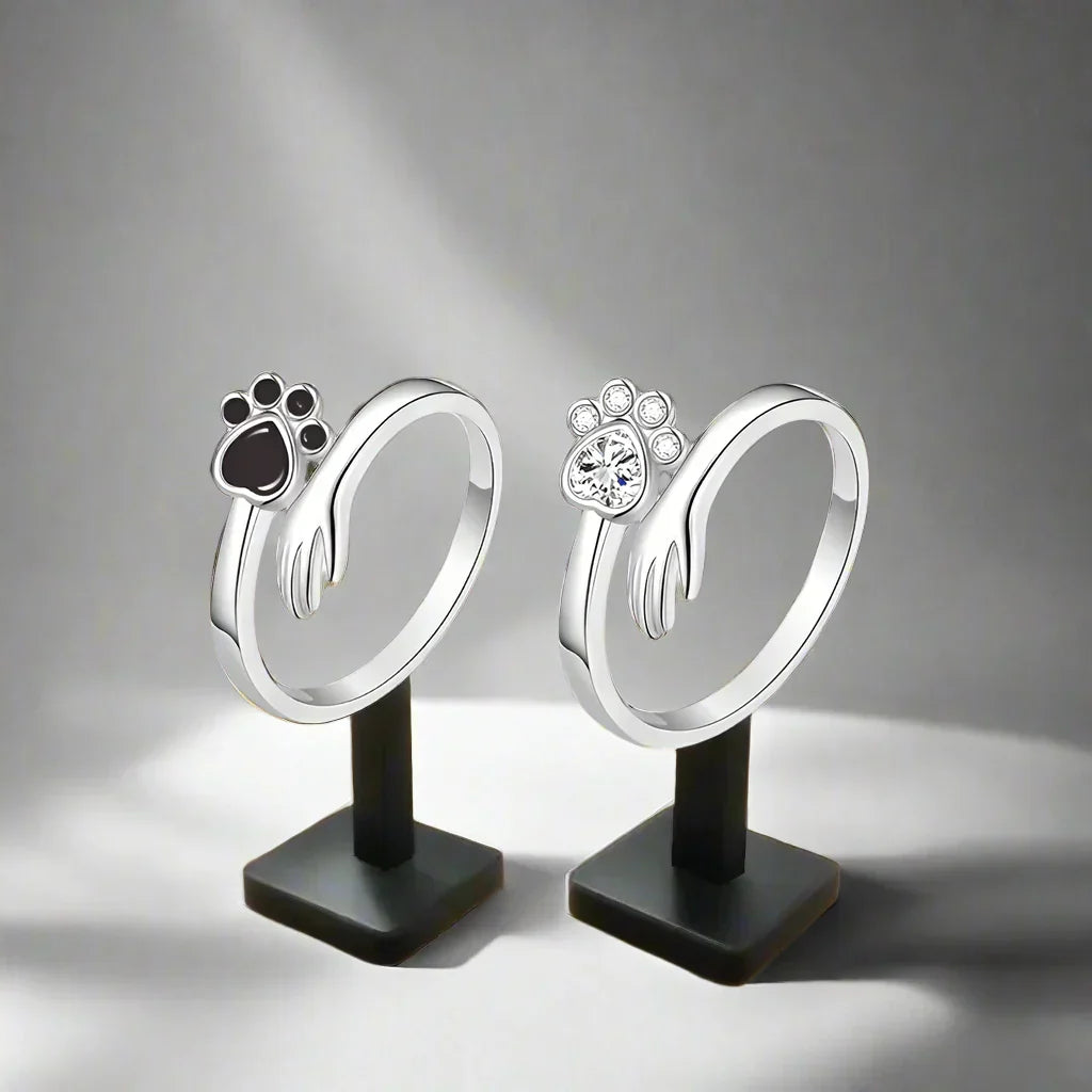 925 Adjustable Ring – Hand and Paw Print Design