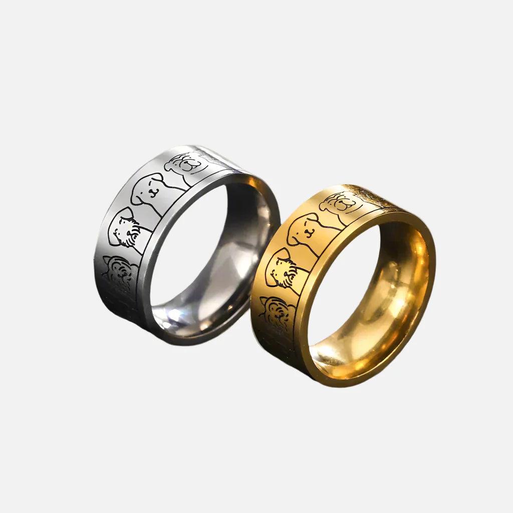 Wide Dog Ring – Engraved Design for Women